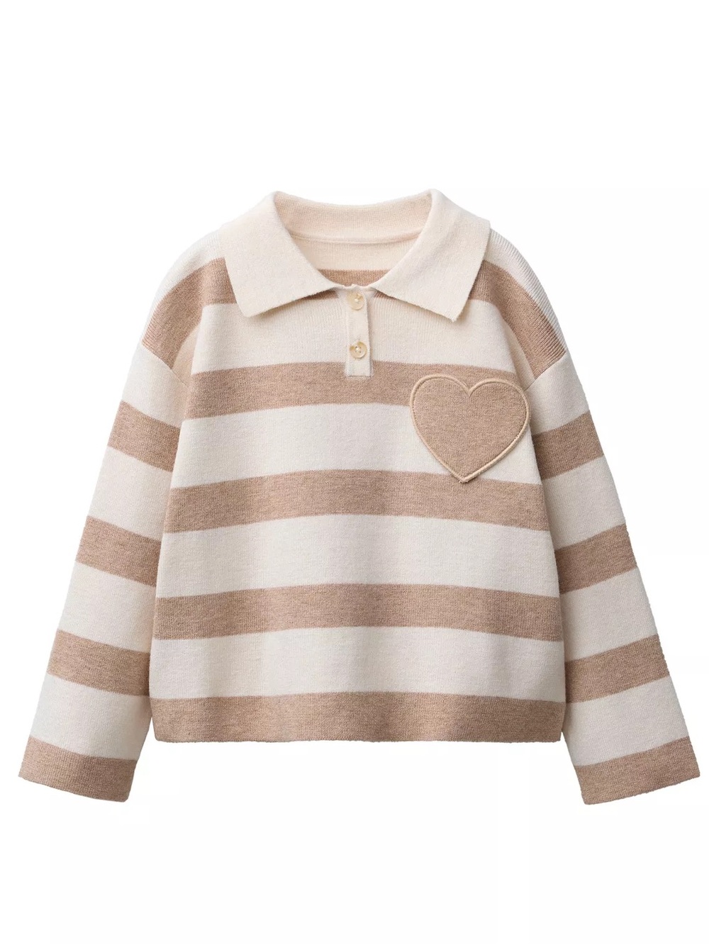 Zara Kids Striped Polo Sweater with Heart Patch